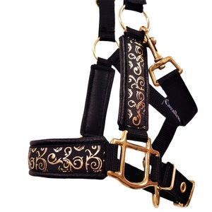 Halter headcollar full size &quot;Artus&quot; headcollar for horses gold glitter halter for horses gold glitter headcollar with name