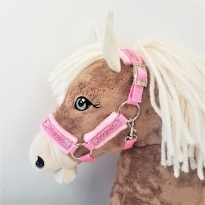 halter hobby horse &quot;Princess&quot; headcollar for hobby horse light pink halter for hobby horse light pink