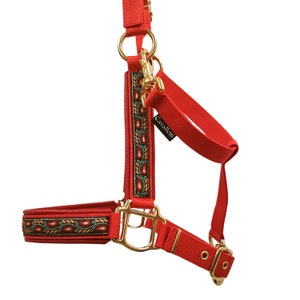 halter headcollar Shettland Pony &quot;Zauberranke&quot;~red halter for horses headcollar for horses headcollar leather halter leather headcollar red