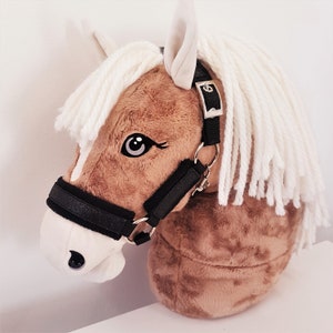 halter hobby horse black personalisable desired name headcollar for hobby horse with glitter halter for horses headcollar for horses