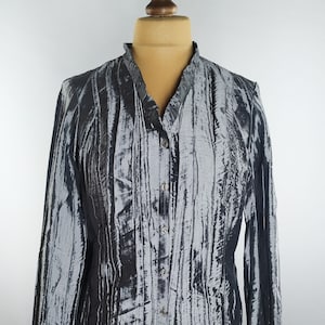 Vintage metallic blouse, silver shirt with ruffles