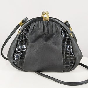 Vintage black shoulder bag, faux leather small crossbody bag image 1