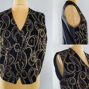 Vintage black velvet vest with gold embellishments