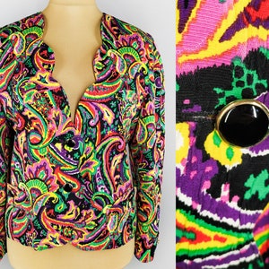 Bright vintage blazer in abstract print from the 90s