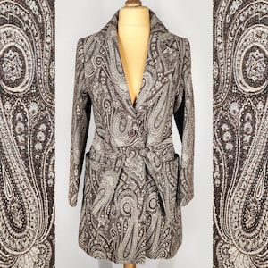 Vintage jas in paisley-print met riem, damesjasje met riem van wolmix