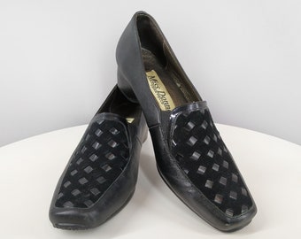 Schwarze Vintage Schuhe mit eckiger Spitze