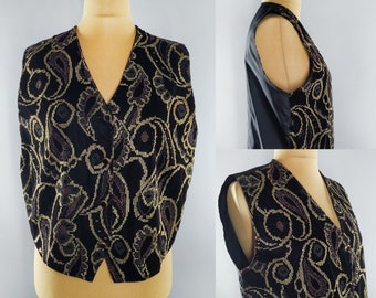 Vintage black velvet vest with gold embellishments