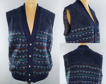 Vintage leather vest, suede vest from the 90s