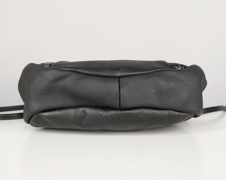 Vintage black shoulder bag, faux leather small crossbody bag image 4