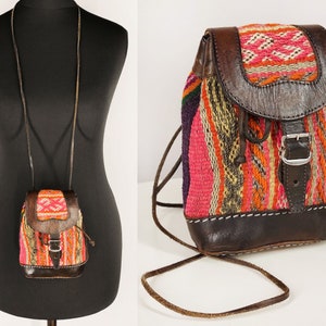 Bolso de tapicería pequeño, bolsa de cuello boho vintage, cartera de cuello de cuero
