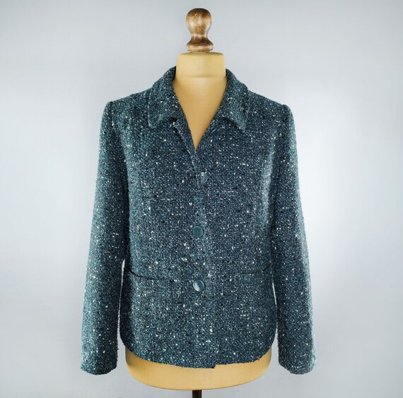 Vintage teal tweed blazer