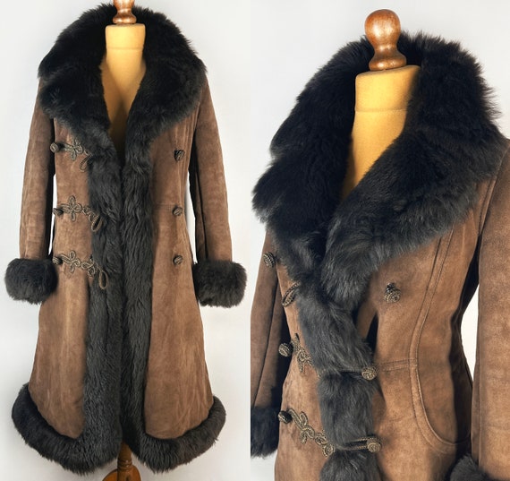 Vintage sheepskin coat, women's afghan coat, long… - image 1