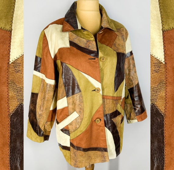 Y2k 'leather Works' Patchwork Suede Jacket / Small - Etsy