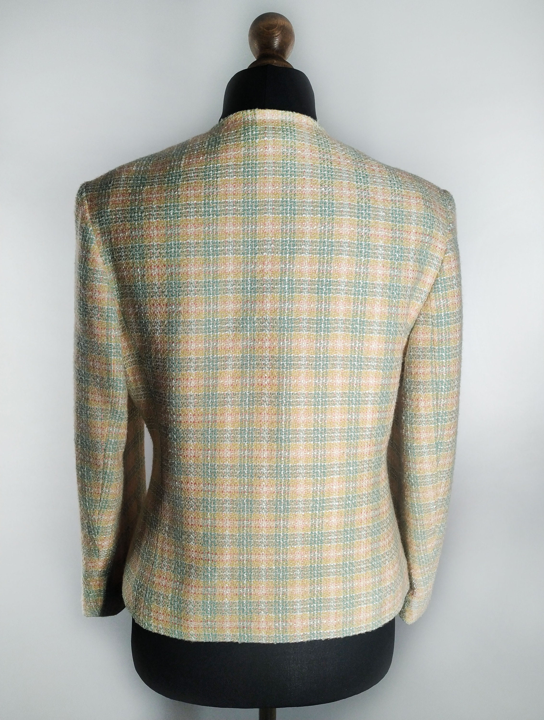 Vintage Tweed Blazer in Pastel Colors and Plaid Pattern - Etsy