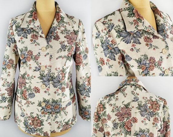 Vintage tapestry blazer in floral print | Etsy