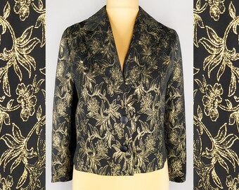 Vintage women's blazer in black and gold