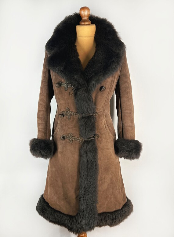 Vintage sheepskin coat, women's afghan coat, long… - image 6