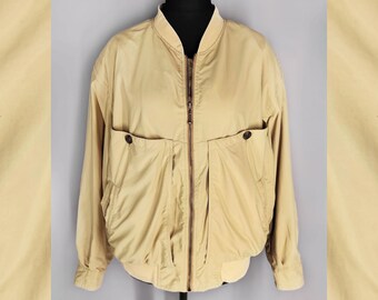 Vintage men's bomber jacket, yellow oversized jacket