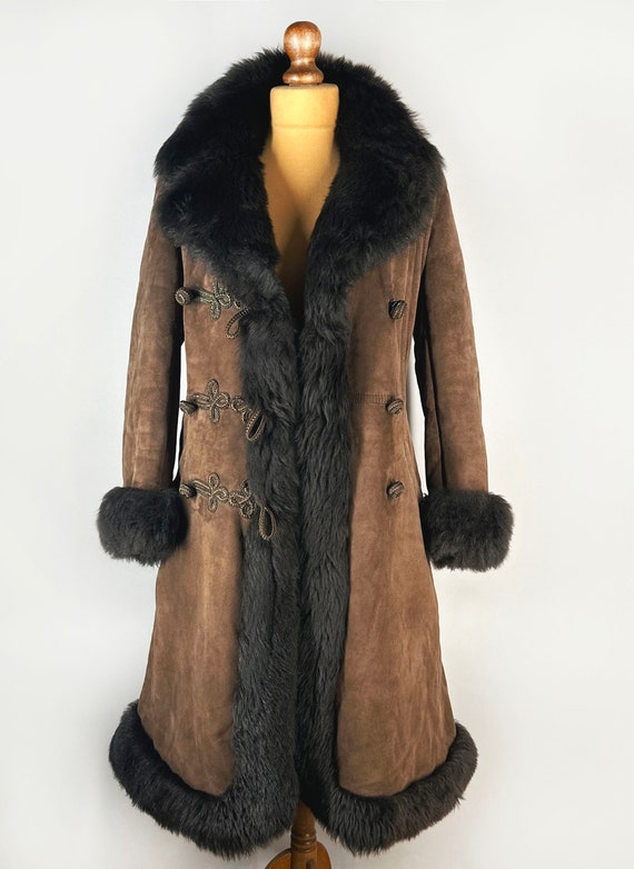 Vintage sheepskin coat, women's afghan coat, long… - image 2