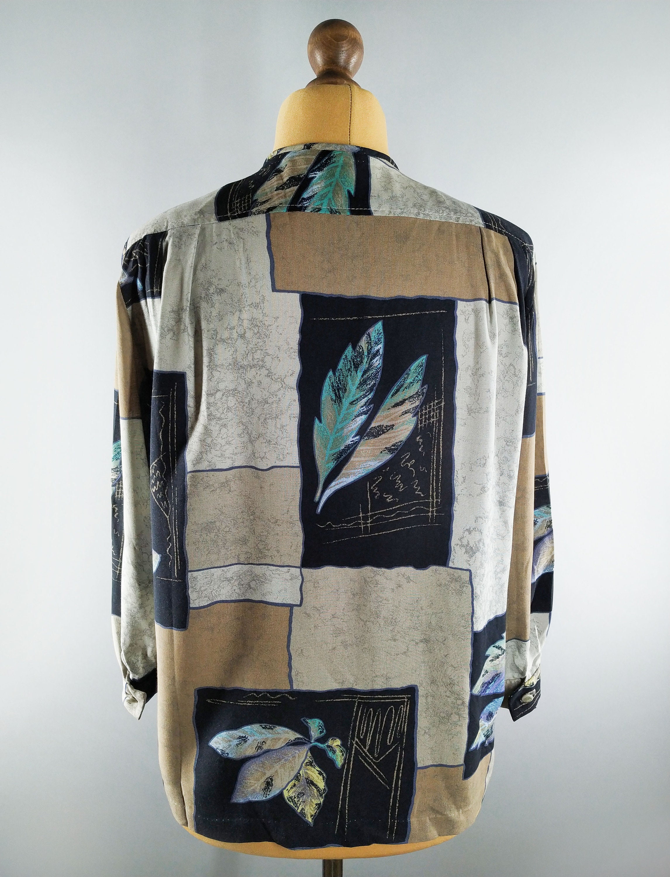 Vintage Boho Blouse With Feathers and Leaves - Etsy