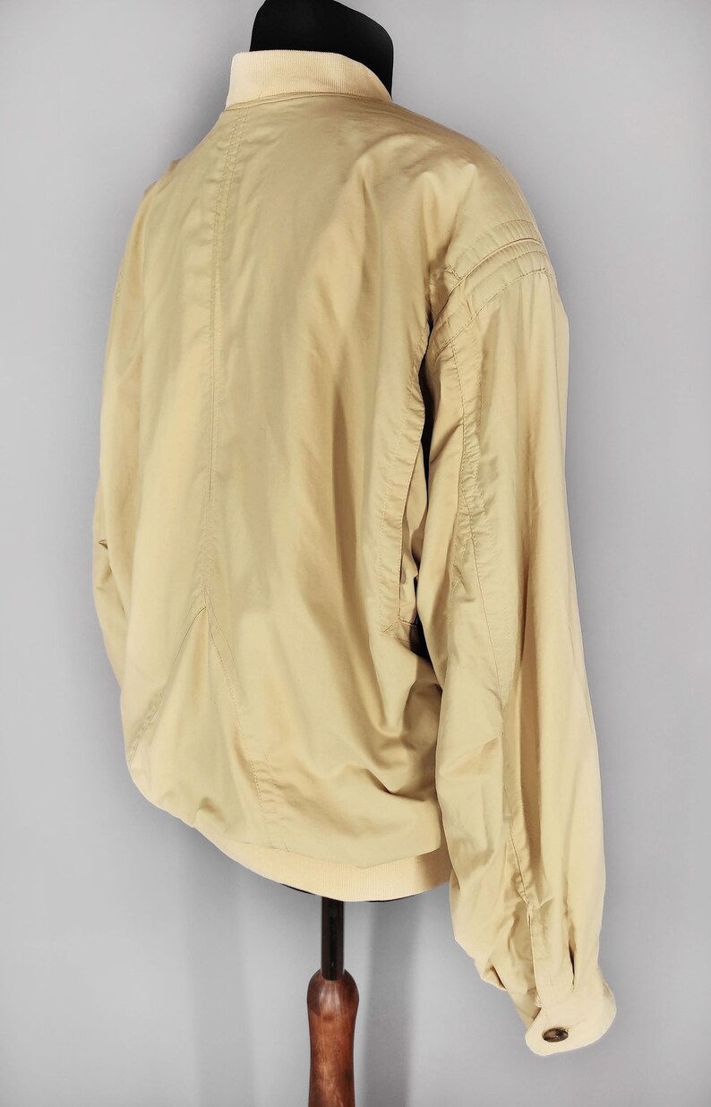 Vintage men's bomber jacket, yellow oversized jacket image 6
