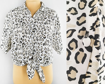 Blusa estampado de leopardo, camisa oversize animal print, blusa de manga corta de mujer