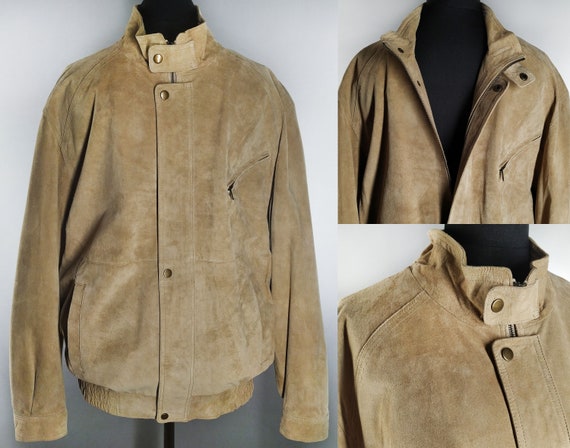 Vintage suede leather bomber jacket