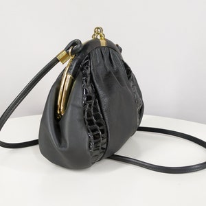 Vintage black shoulder bag, faux leather small crossbody bag image 2