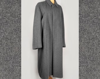 Vintage jas van wol en kasjmier, lange herenjas, overjas met enkele rij knopen