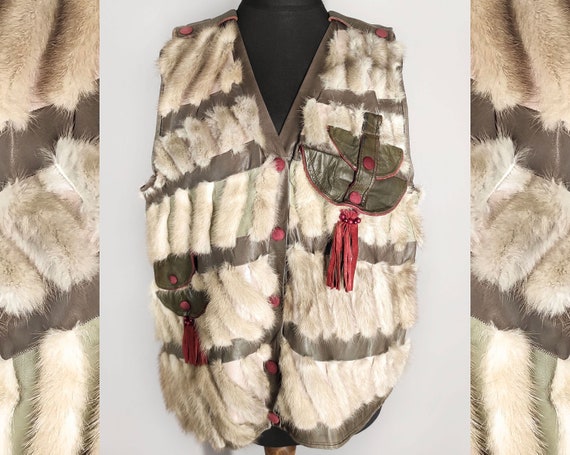 VTG Rabbit Fur Vest. Size Large