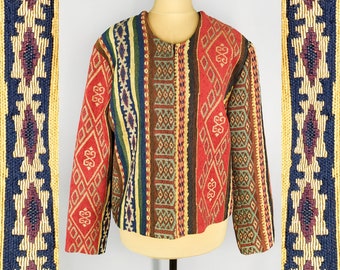 Southwestern vintage blazer, women's colorful tapestry blazer