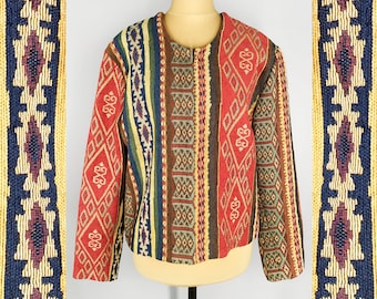 Southwestern vintage blazer, women's colorful tapestry blazer