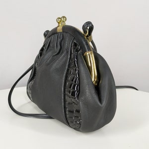 Vintage black shoulder bag, faux leather small crossbody bag image 5