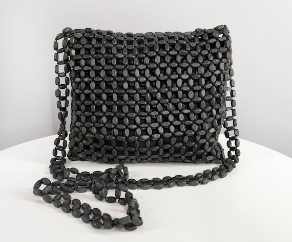 Vintage black beaded crossbody bag