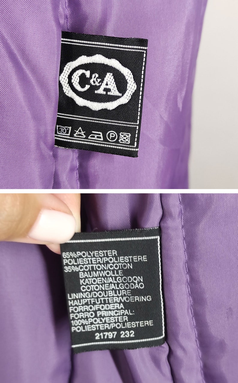 Vintage women's trench coat with belt, bright double breasted coat, long belted 90s coat image 10