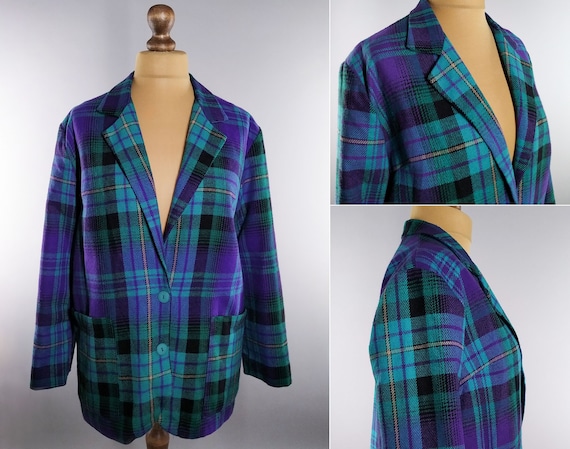 Vintage oversized plaid blazer