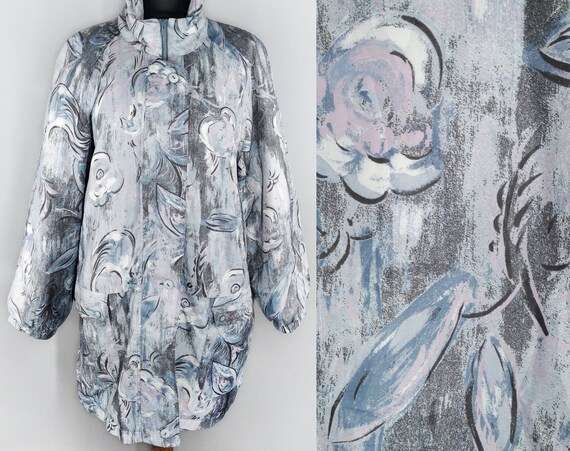 Long vintage pastel coat in floral print