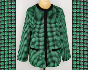 Vintage oversized blazer, checkered long women's jacket