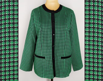 Vintage oversized blazer, checkered long women's jacket