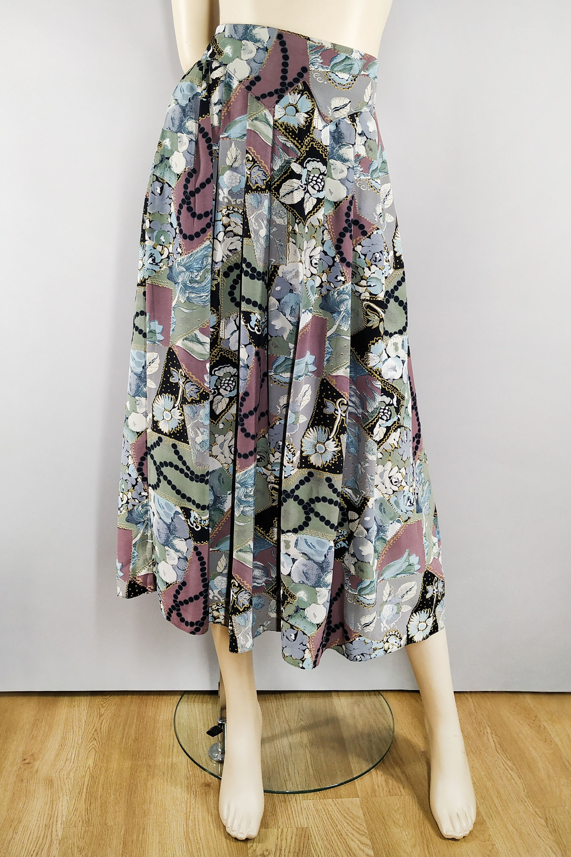 Vintage Silk Abstract Maxi Skirt