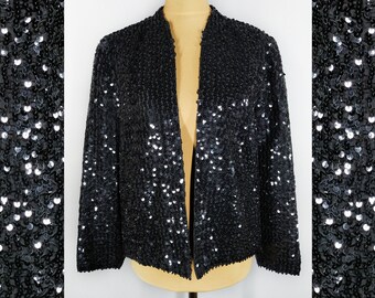black sequin jacket womens
