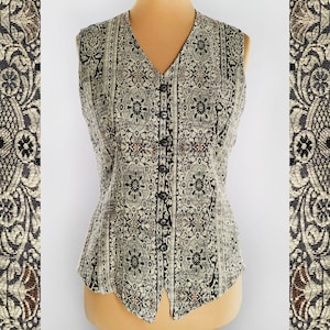 Vintage tapestry vest, boho women&#39;s vest