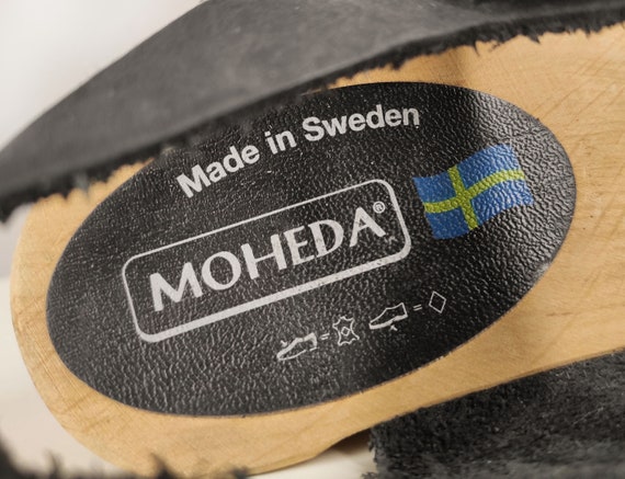 Swedish vintage clogs, black suede leather clog s… - image 9