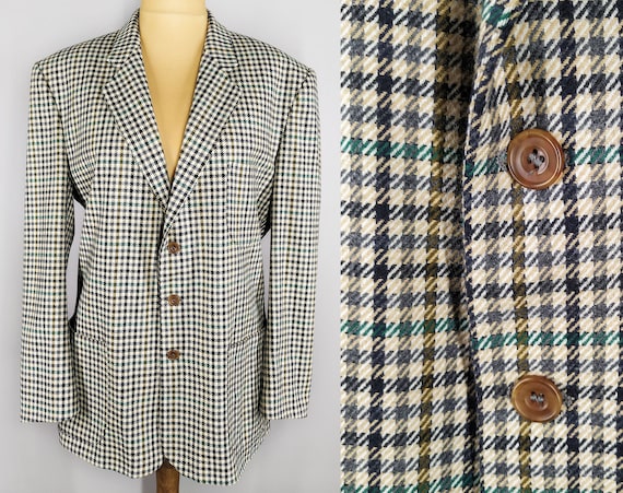 Oversized vintage blazer, checkered men's blazer from the 90s