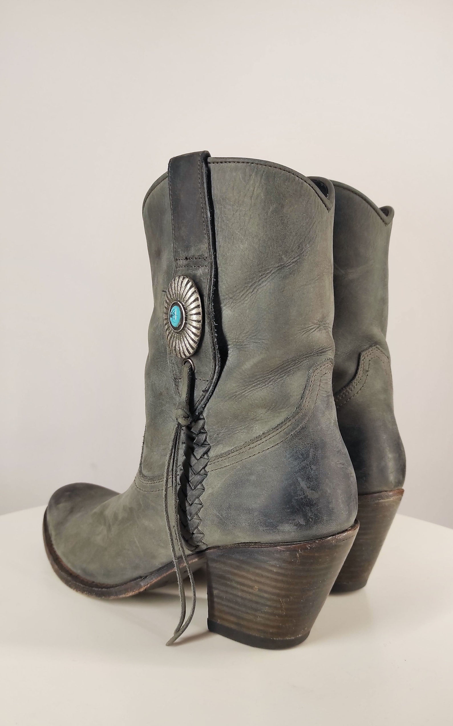 Leather Cowboy Boots With Tassels Women's Cowgirl Boots Etsy