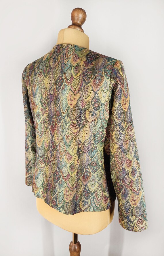 Vintage tapestry blazer with metallic sheen, wome… - image 6