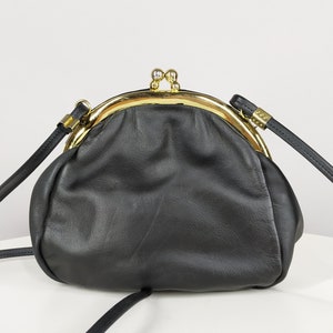 Vintage black shoulder bag, faux leather small crossbody bag image 3
