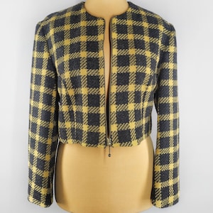 Short vintage blazer in checkered print