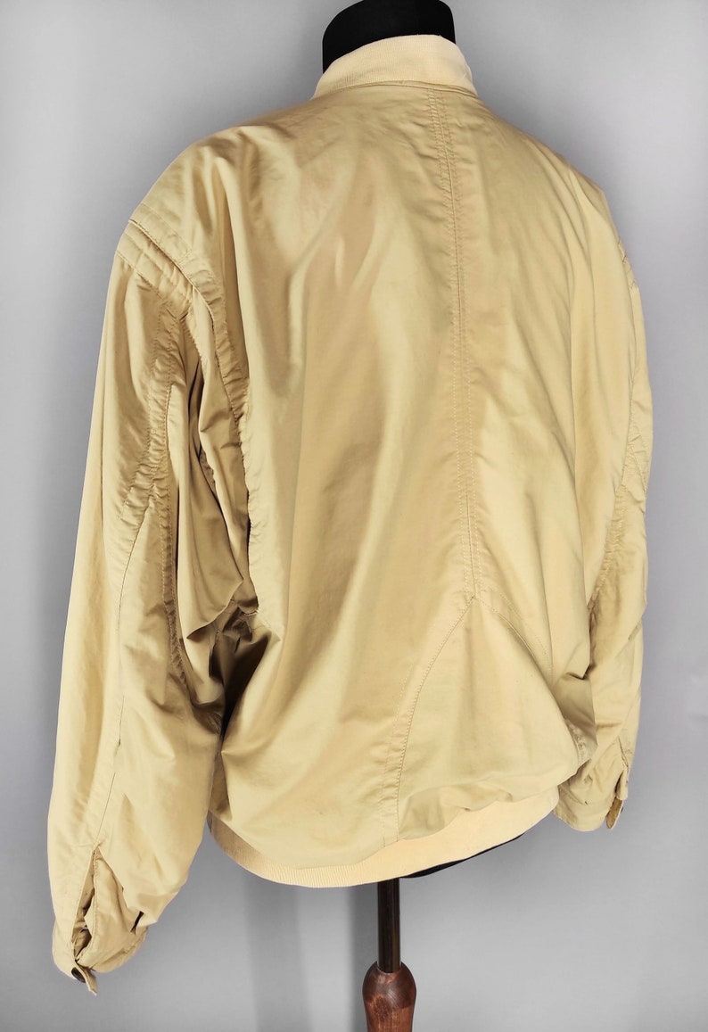 Vintage men's bomber jacket, yellow oversized jacket image 5
