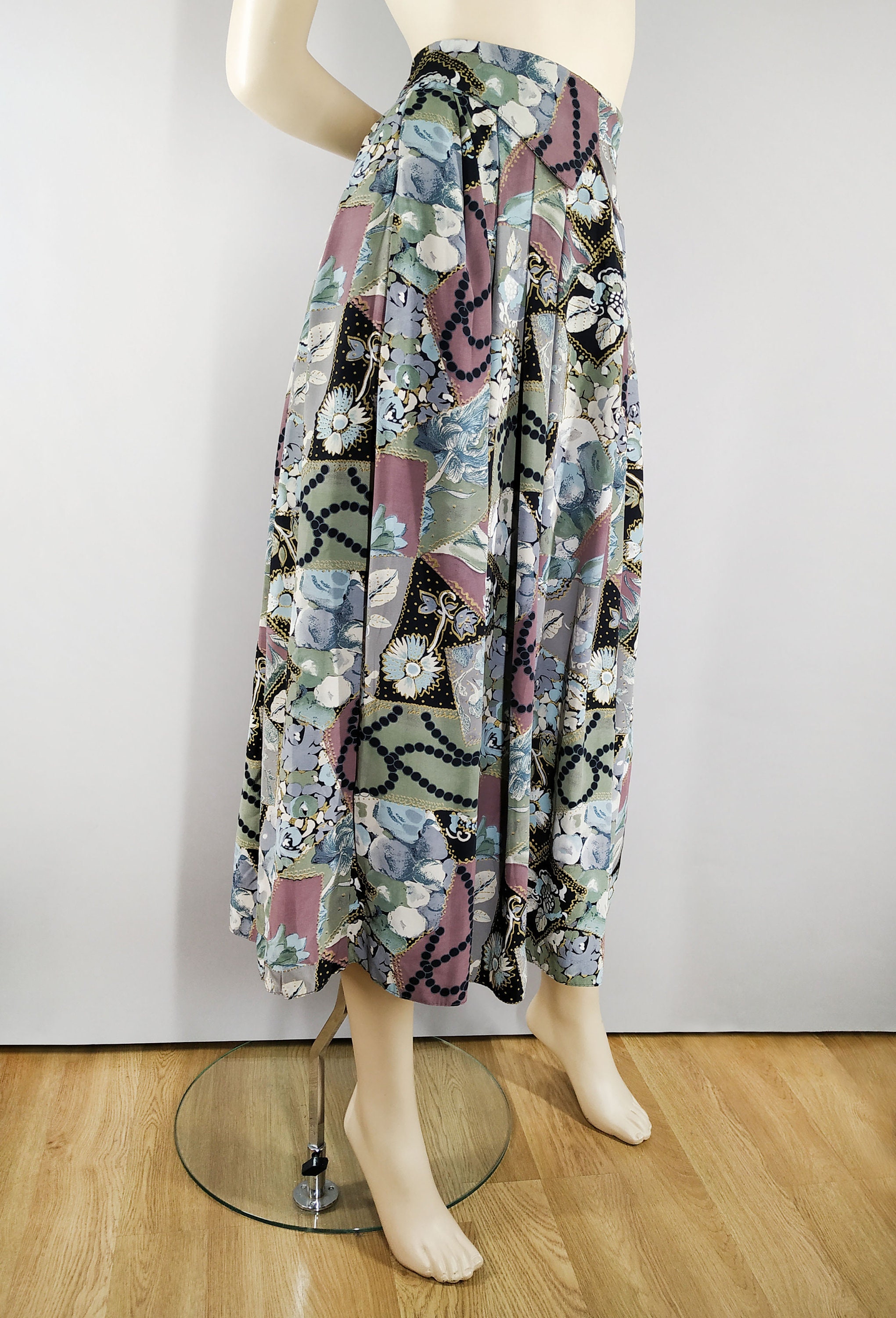 Vintage Midi / Maxi Skirt in Abstract Print With Pockets - Etsy